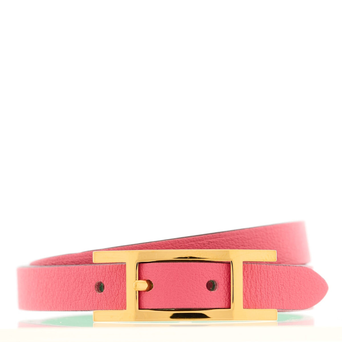 Hermes Swift Behapi Double Tour Bracelet T2 Rose Azalee Vert Comics