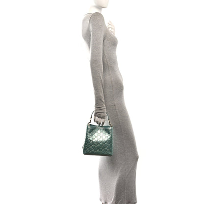 Gucci Patent GG Emblem Small Bucket Bag Light Blue