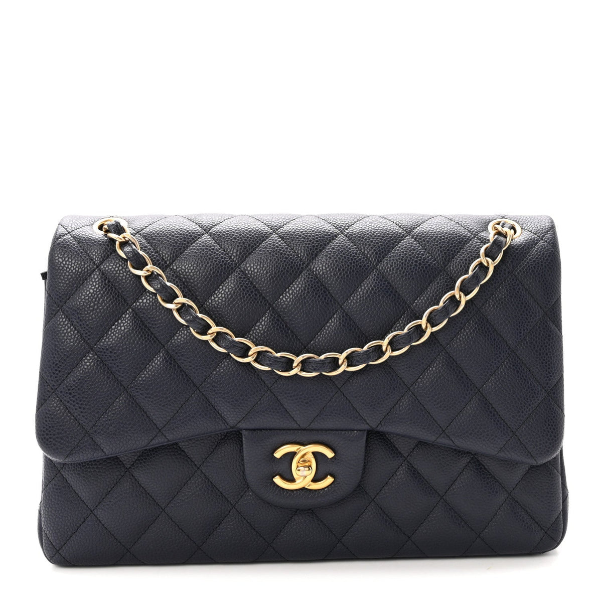 Chanel Caviar Quilted Jumbo Double Flap Navy Blue 1918305
