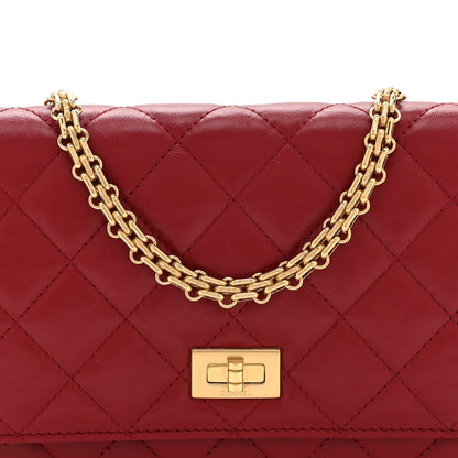 Chanel Aged Calfskin Quilted Reissue Wallet On Chain Red