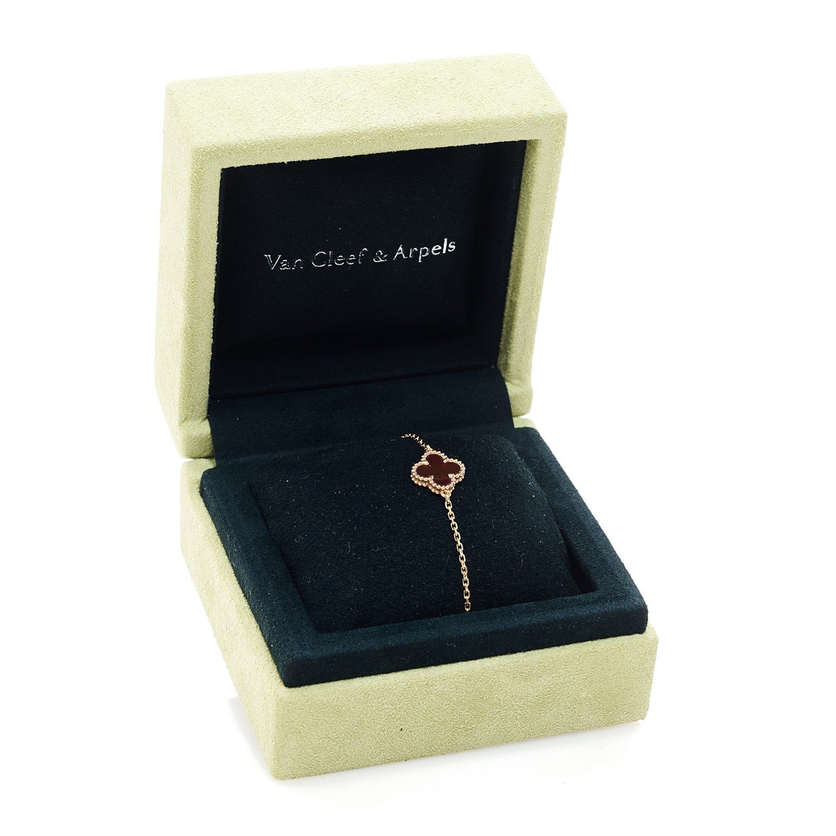 Van Cleef & Arpels 18K Rose Gold Carnelian Sweet Alhambra Bracelet