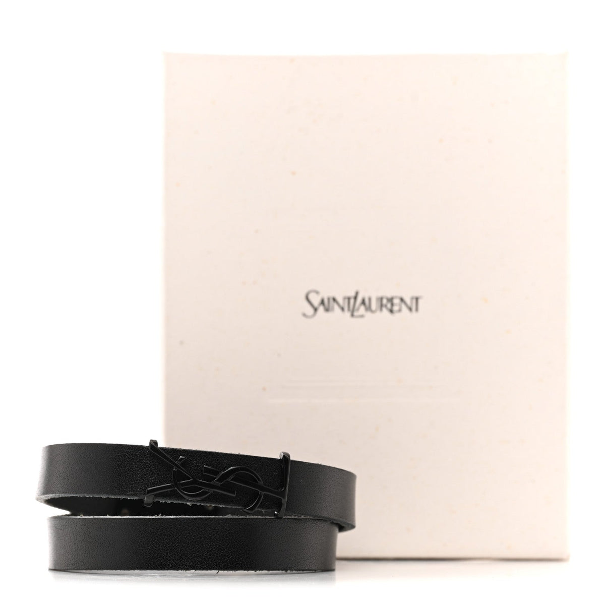Saint LaurentCalfskin Opyum Double Wrap Bracelet Black