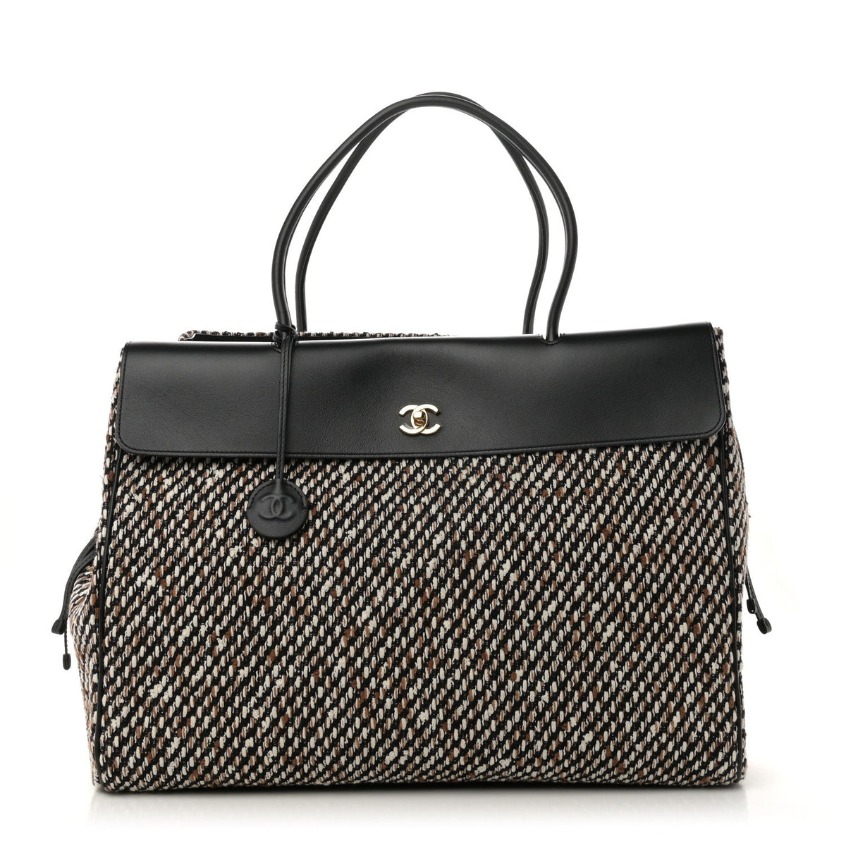 Chanel Tweed Calfskin Urban Essentials Large Shopping Bag Black Multicolor