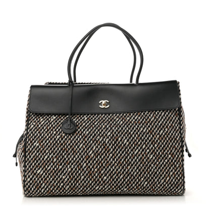 Chanel Tweed Calfskin Urban Essentials Large Shopping Bag Black Multicolor
