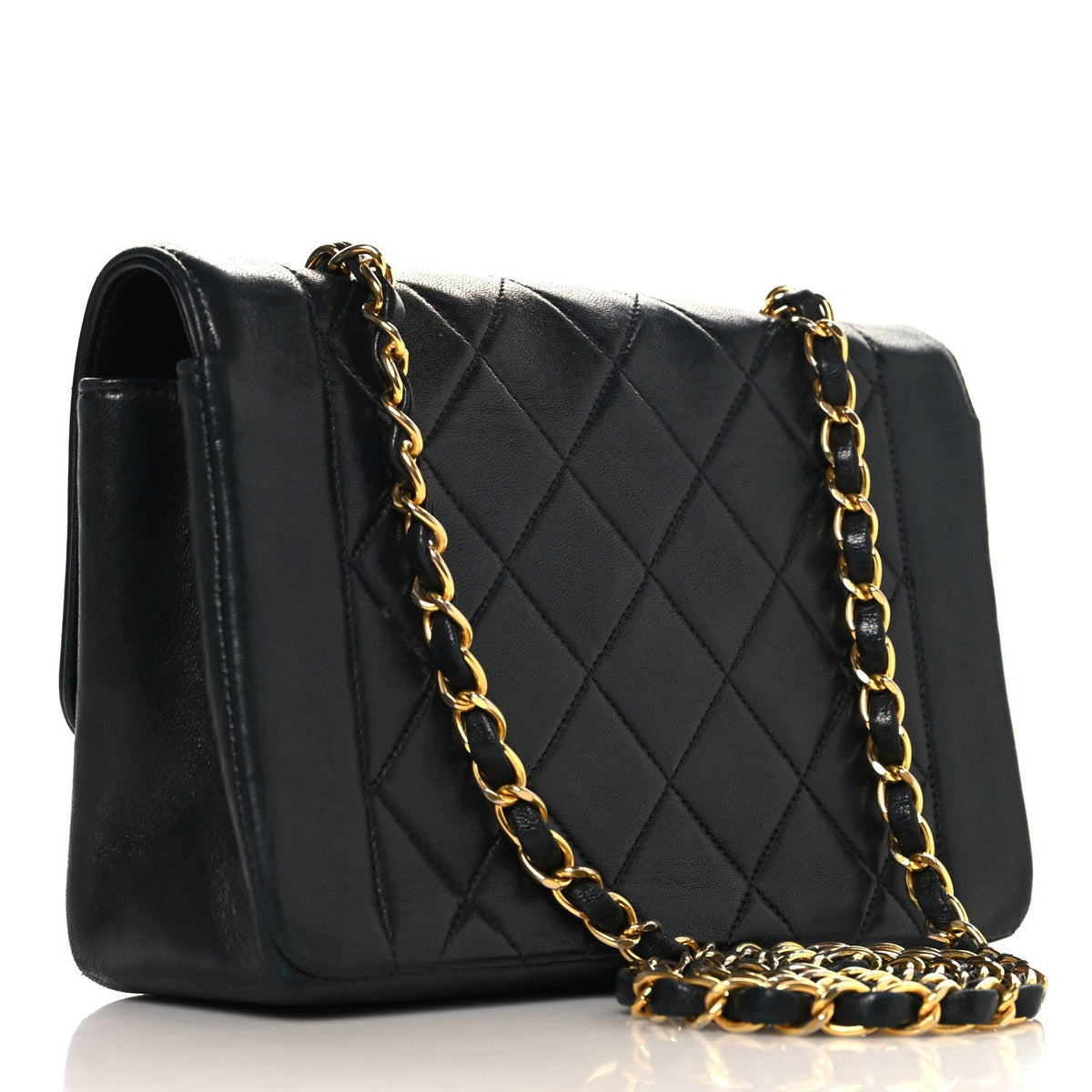 Chanel Lambskin Quilted Diana Small Single Flap Black