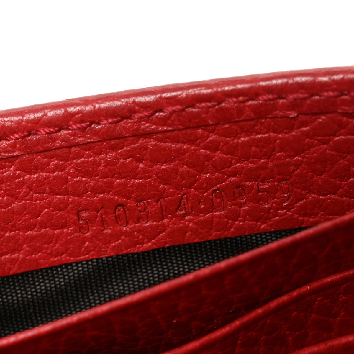 Gucci Dollar Calfskin Interlocking G Chain Wallet Red