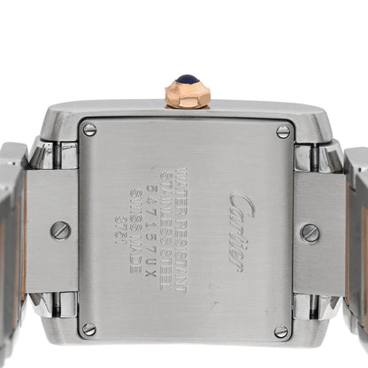 Cartier Stainless Steel 18K Pink Gold Diamond 25mm Tank Francaise Watch 1927544