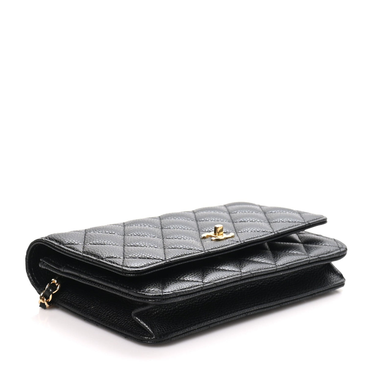 Chanel Caviar Quilted CC Turnlock Wallet On Chain Black 1987527