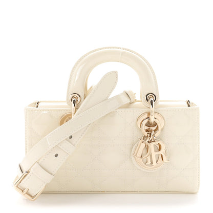 Christian Dior Patent Cannage Small Lady D-Joy White