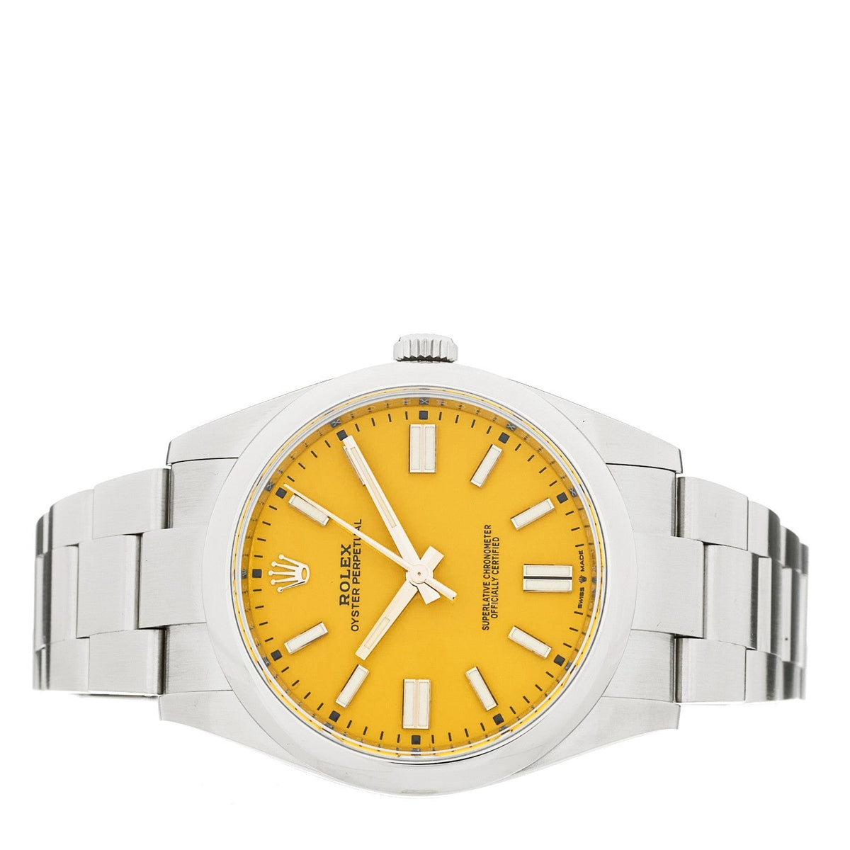 Rolex Stainless Steel 41mm Oyster Perpetual Watch Yellow 124300