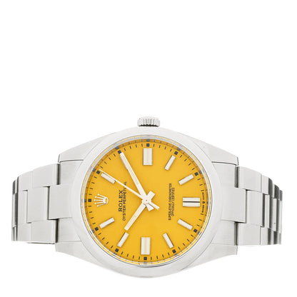 Rolex Stainless Steel 41mm Oyster Perpetual Watch Yellow 124300