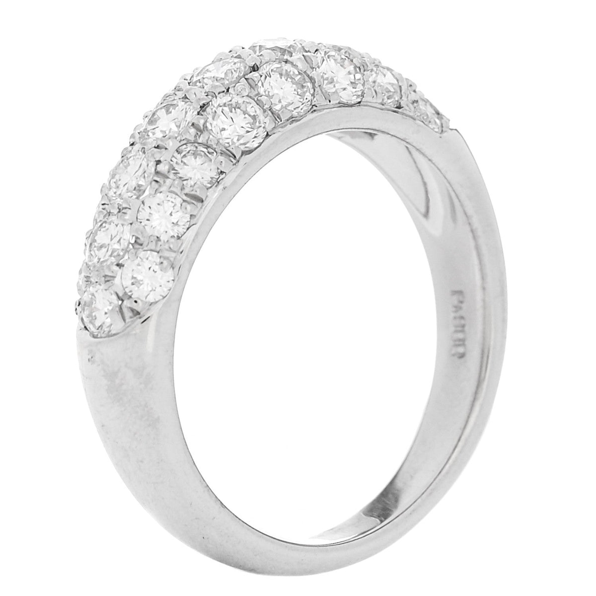 Platinum Diamond 1.18ctw Three Row Dome Band Ring 6