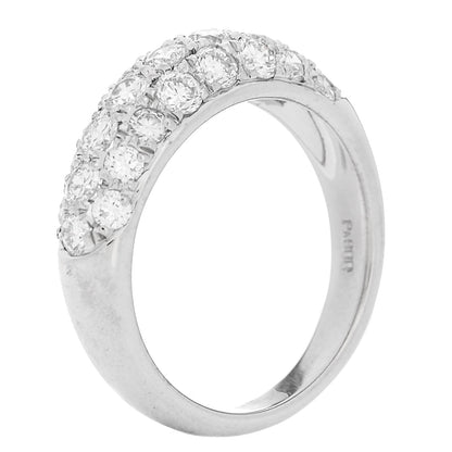 Platinum Diamond 1.18ctw Three Row Dome Band Ring 6
