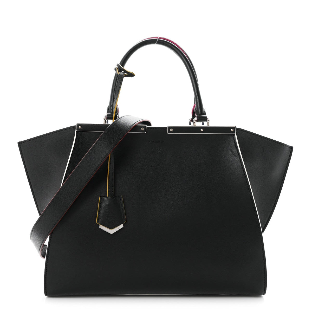 Fendi Vitello Dolce Shiny Nappa Petite 3Jours Tote Black Iris