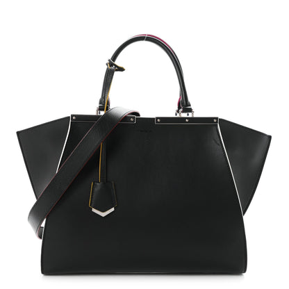 Fendi Vitello Dolce Shiny Nappa Petite 3Jours Tote Black Iris