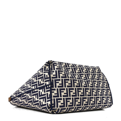 Fendi Pequin Vitello Reversible Large Shopping Tote Midnight Blue