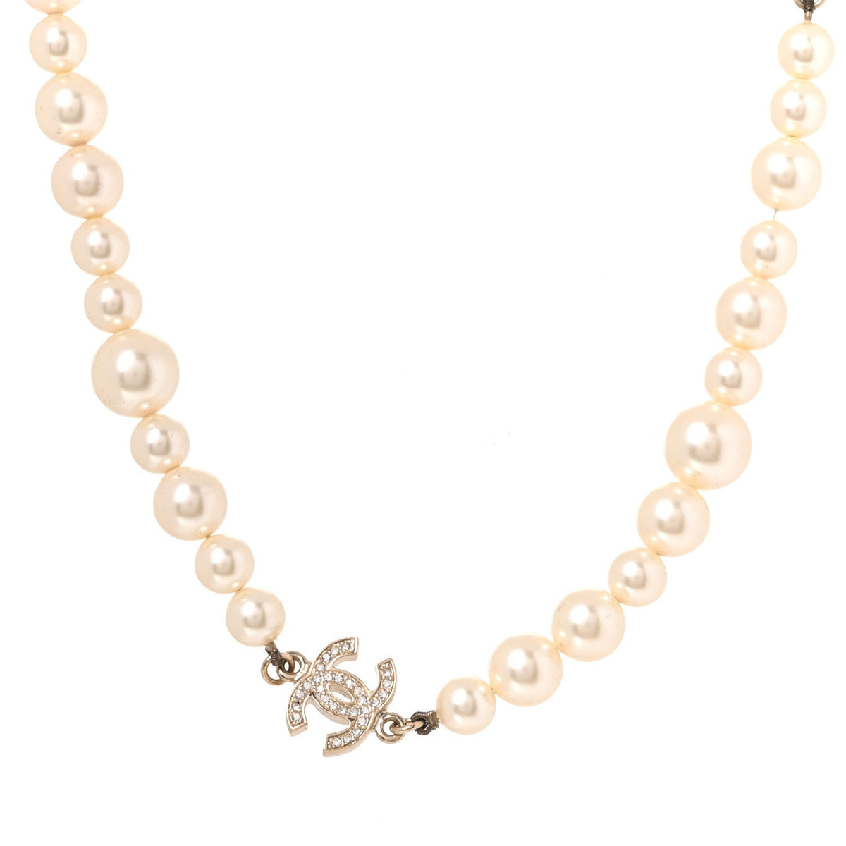Chanel Crystal Pearl CC Short Necklace Gold