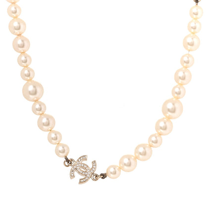 Chanel Crystal Pearl CC Short Necklace Gold