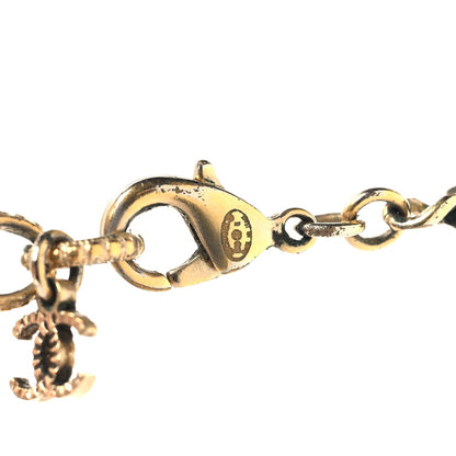Chanel Metal Pearl Crystal Lambskin CC Chain Necklace Gold