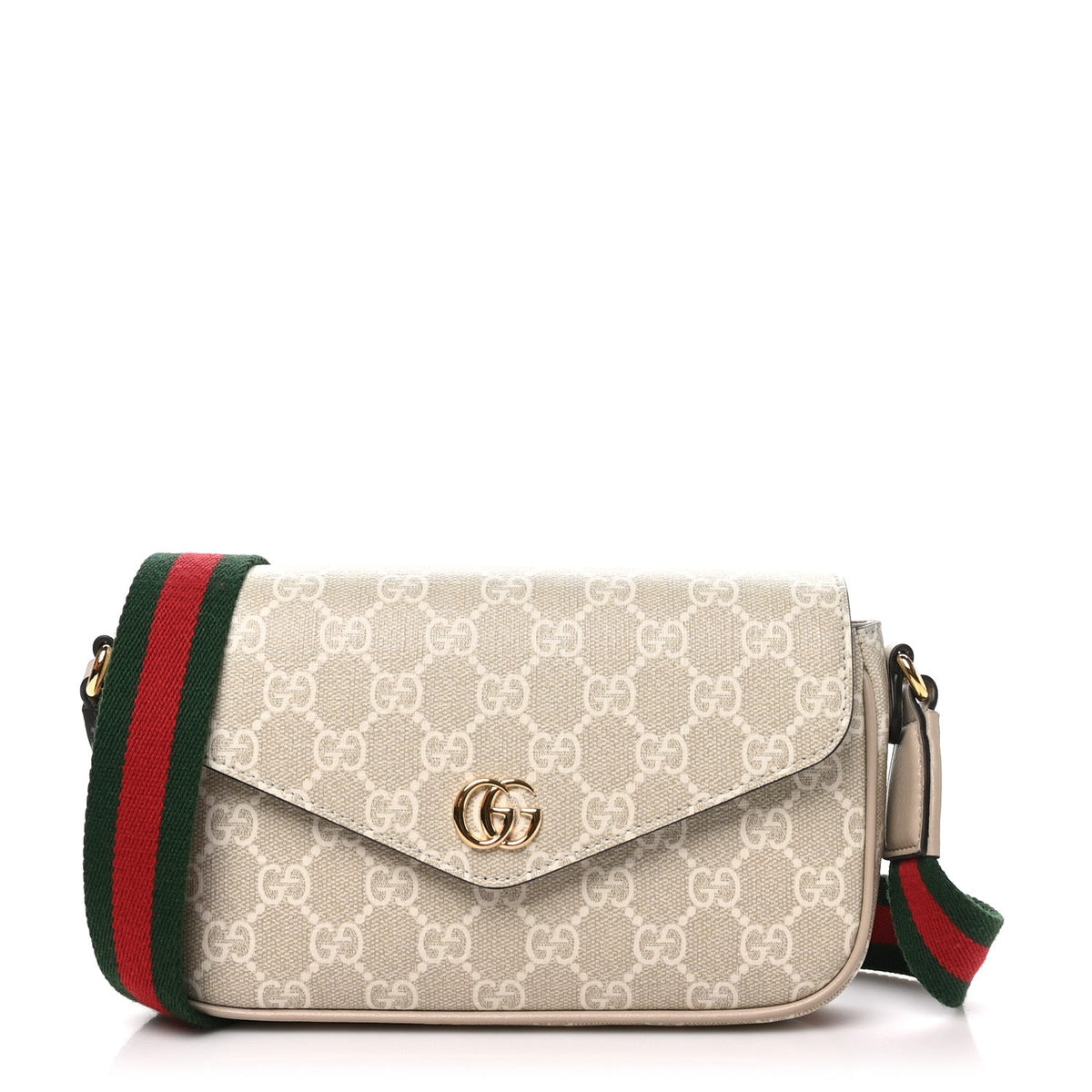 Gucci GG Supreme Calfskin Mini Ophidia Shoulder Bag Beige White