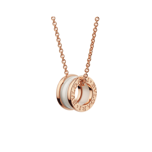 18K Rose Gold White Ceramic B.zero1 Necklace