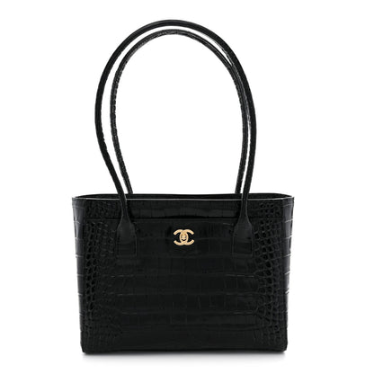 Chanel Calfskin Crocodile Embossed Small Archetype Tote Black