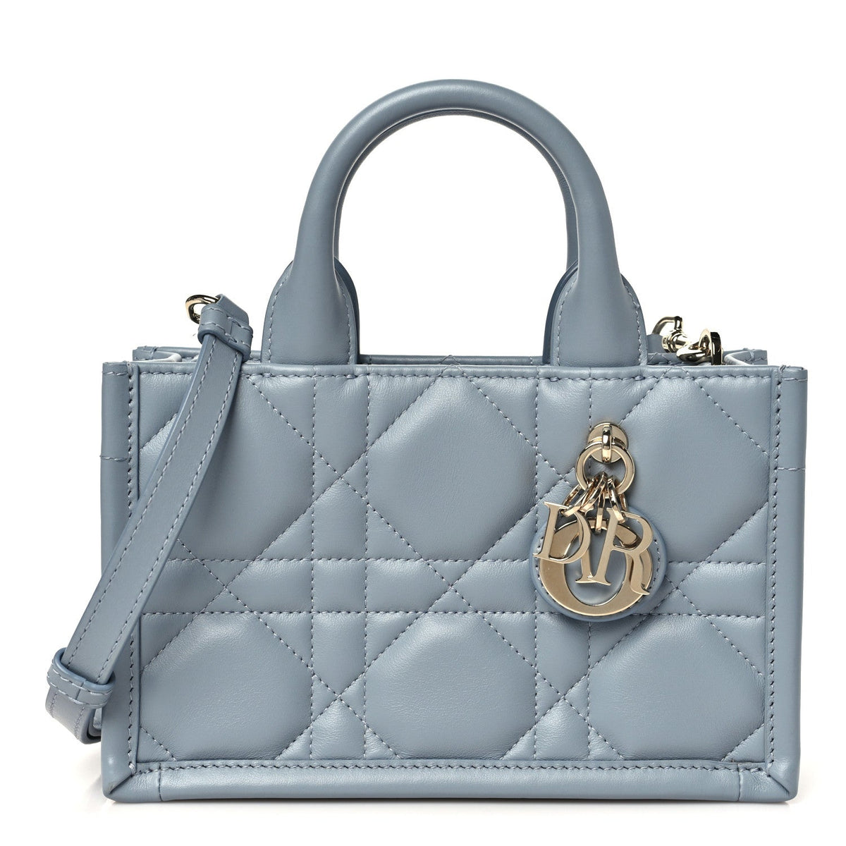 Christian Dior Calfskin Macrocannage Mini Book Tote Cloud Blue