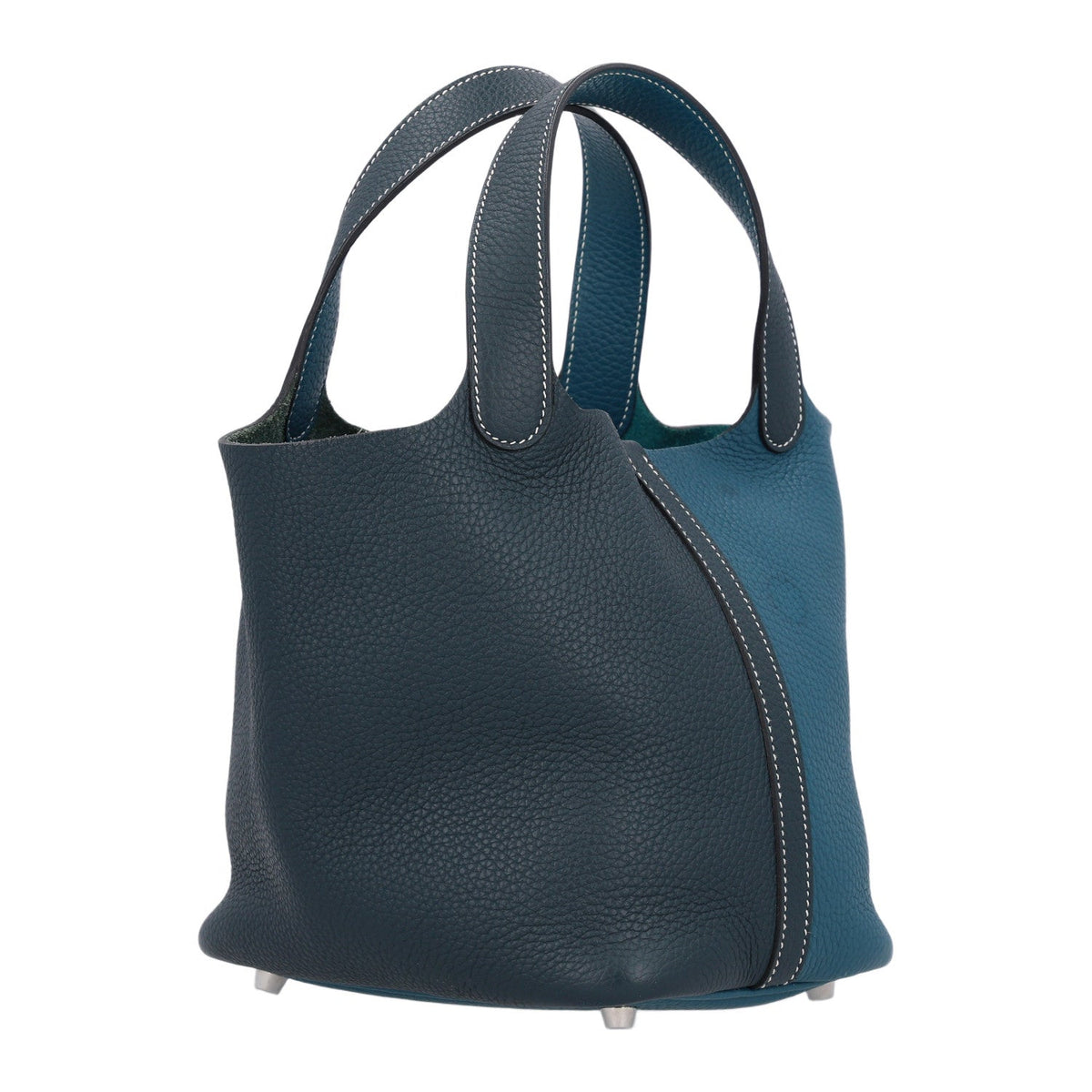 Hermes Taurillon Clemence Casaque Picotin Lock 18 PM Vert Bosphore Deep Bleu