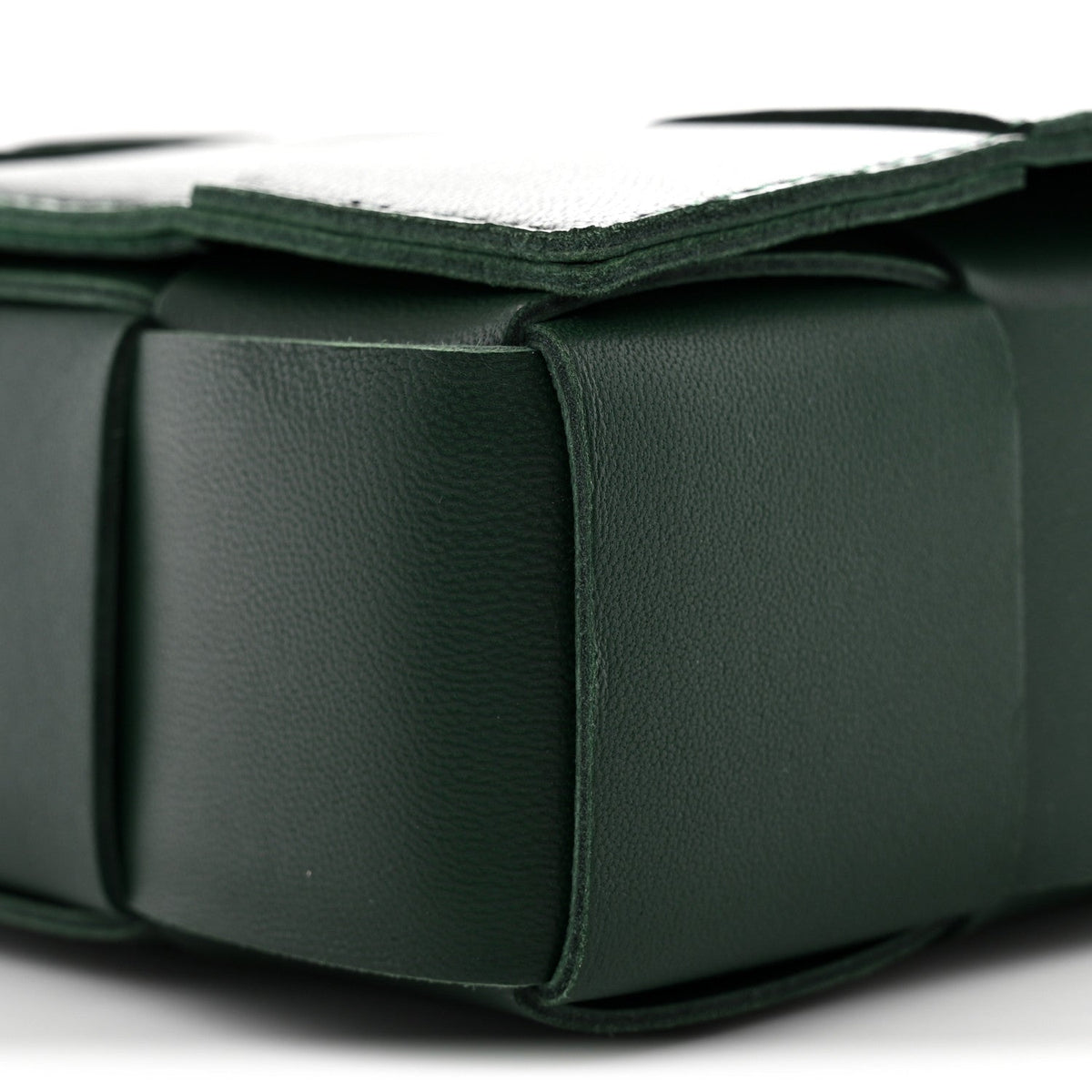 Bottega Veneta Lambskin Maxi Intrecciato Cassette Crossbody Bag Raintree