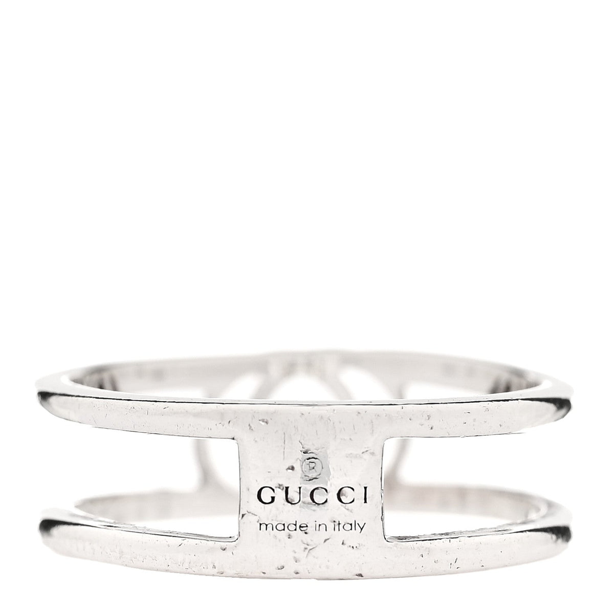 Gucci Sterling Silver 6mm Interlocking G Open Band Ring 50 5.25