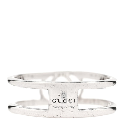 Gucci Sterling Silver 6mm Interlocking G Open Band Ring 50 5.25