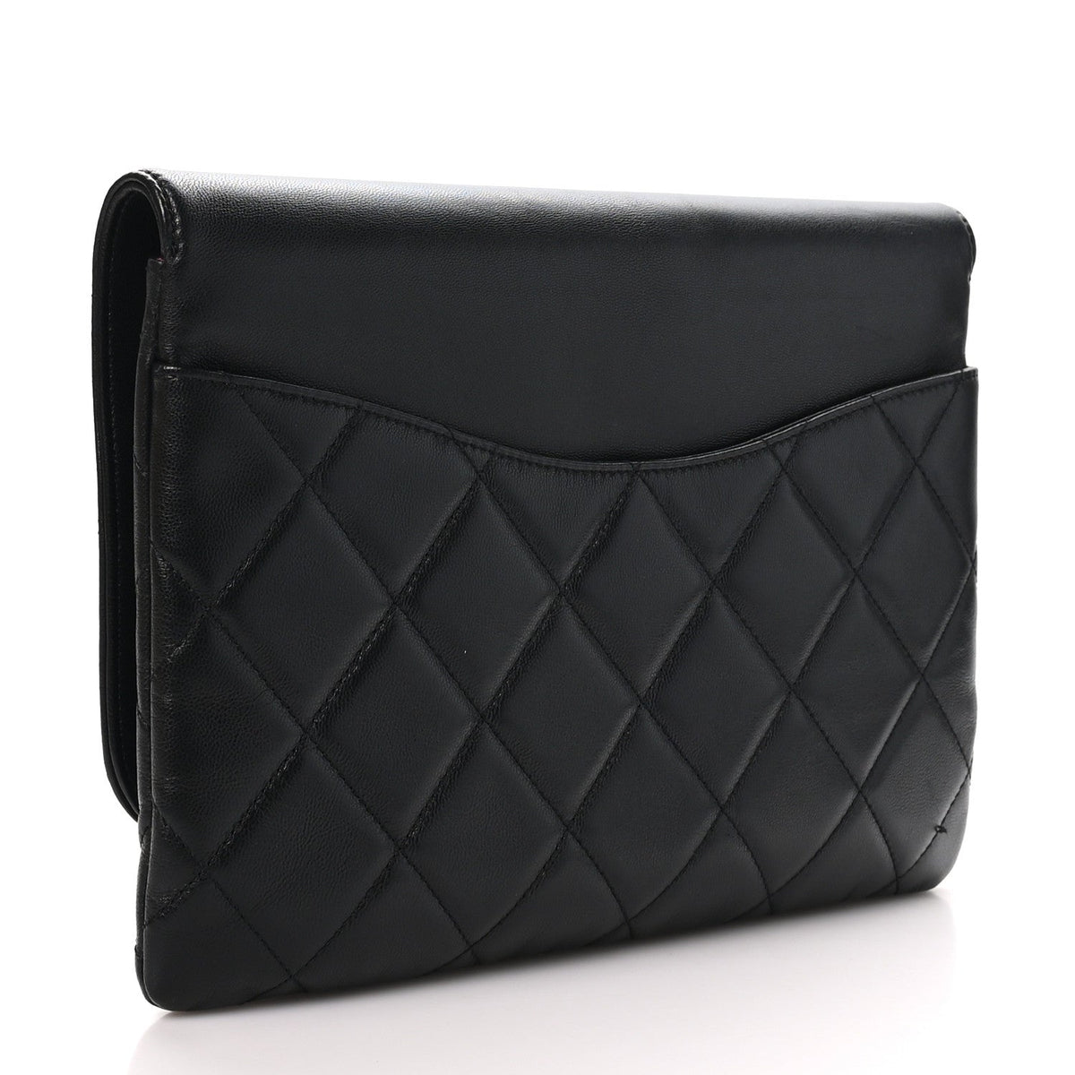 Chanel Goatskin Quilted Timeless CC Clutch Black