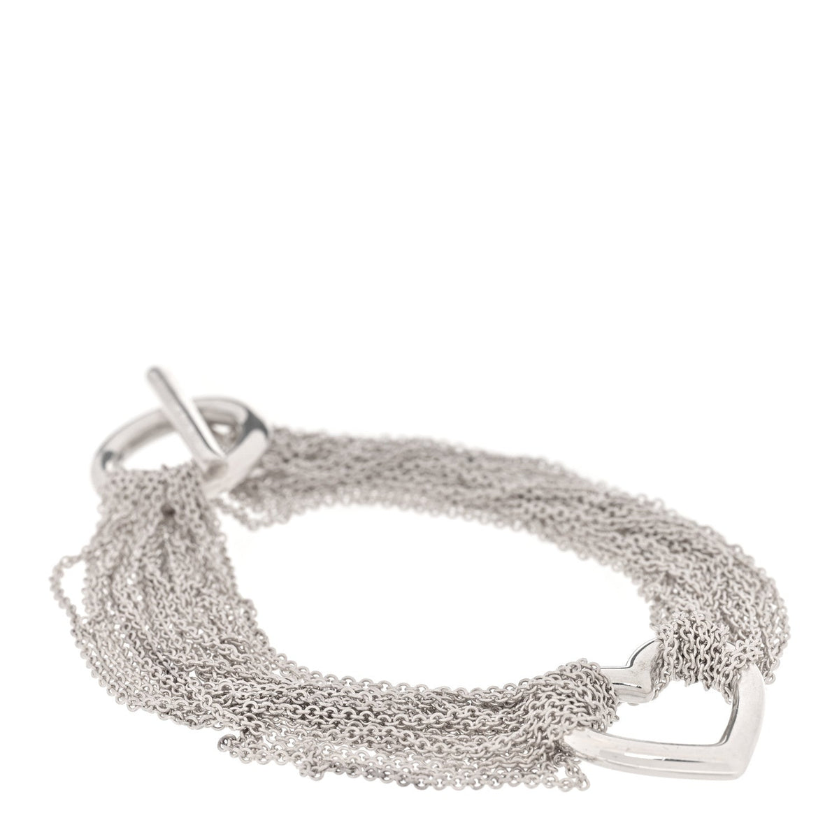 Tiffany Sterling Silver Open Heart Multi Strand Bracelet