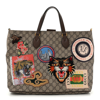 Gucci Soft GG Supreme Courrier Medium Crossbody Tote Beige New Acero 1981461