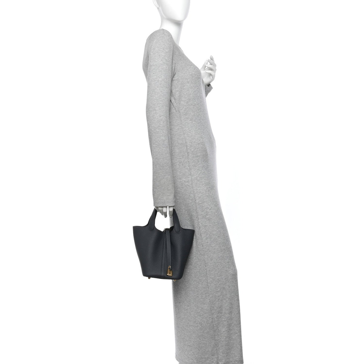 Hermes Taurillon Clemence Picotin Lock 18 PM Bag Gris Misty