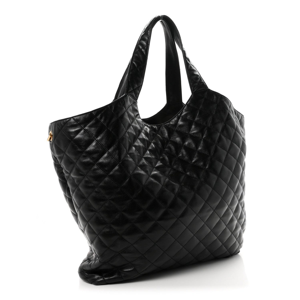 Saint Laurent Lambskin Quilted Maxi Icare Shopping Tote Black