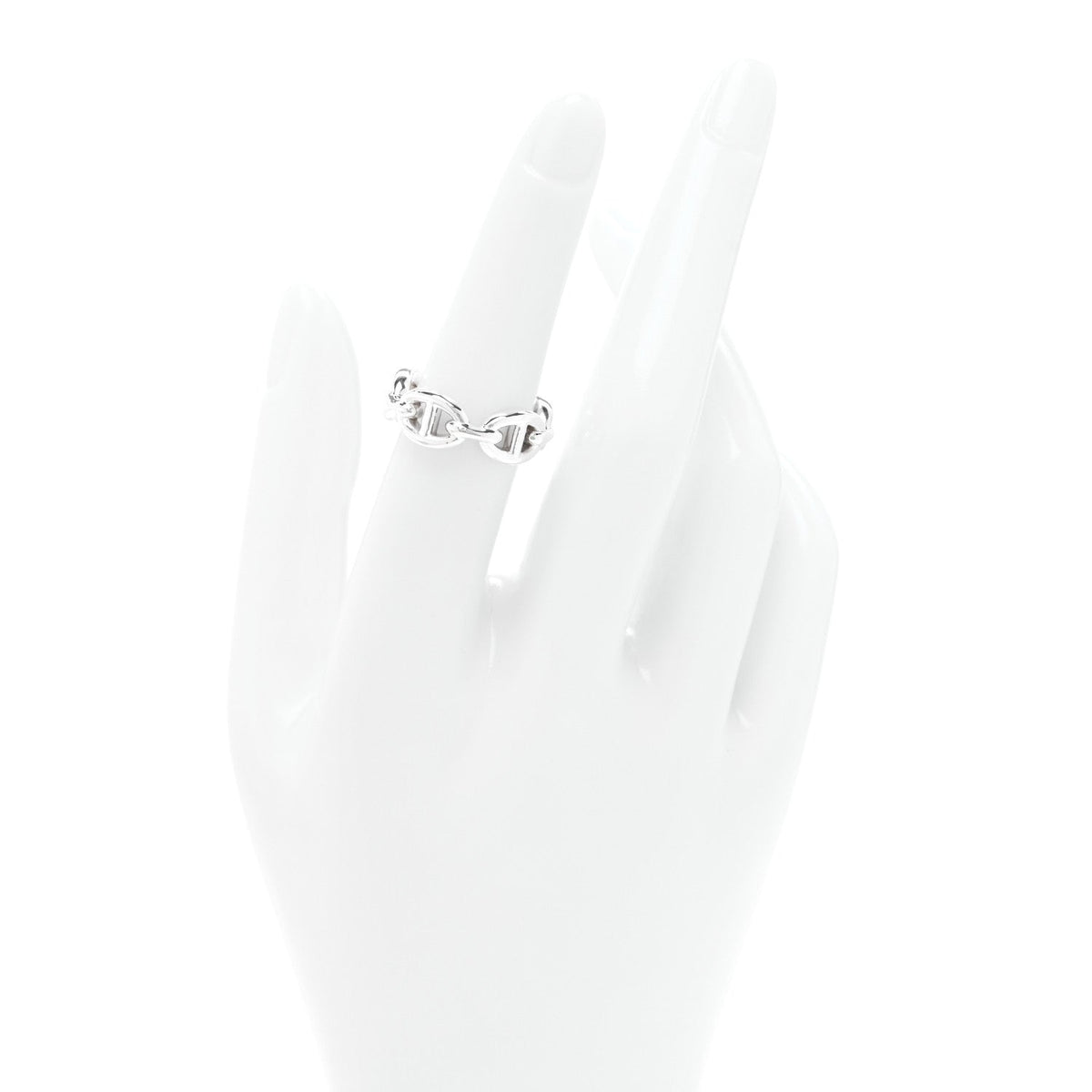 Hermes Sterling Silver PM Chaine d'Ancre Enchainee Band Ring 52 6