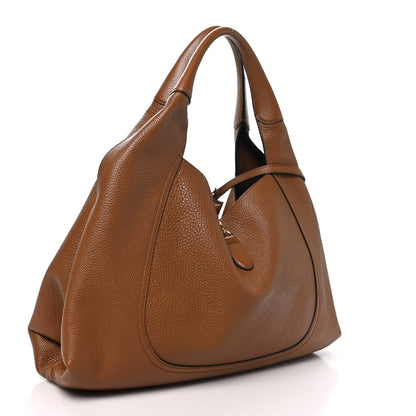 Gucci Grained Calfskin Softbit Maxi Shoulder Bag Brown