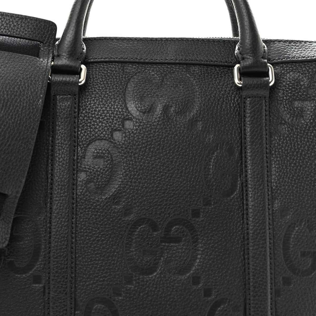 Gucci Piuma Calfskin Jumbo GG Embossed Briefcase Black