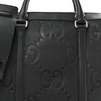Gucci Piuma Calfskin Jumbo GG Embossed Briefcase Black