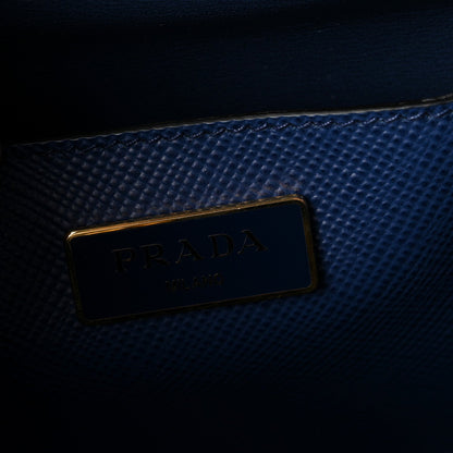 Prada Saffiano Cuir Front Pocket Tote Bluette