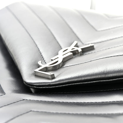 Saint Laurent Calfskin Y Quilted Large Loulou Chain Satchel Black