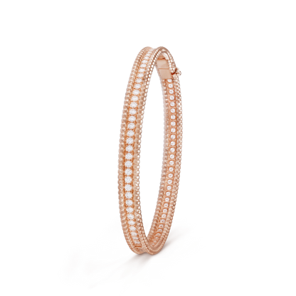 18K Gold Diamond VCA Perlée 1 Row Medium Model Bracelet