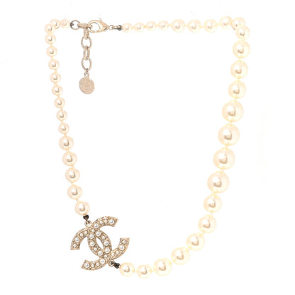 Chanel Pearl CC 100th Anniversary Necklace Light Gold