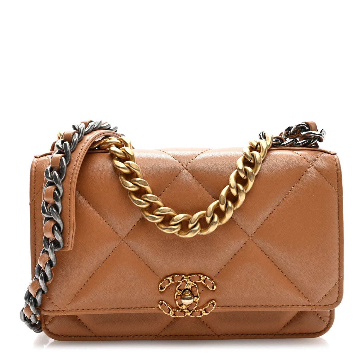 Chanel Lambskin Quilted 19 Wallet On Chain WOC Brown 1984334