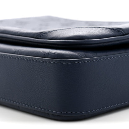 Louis Vuitton Calfskin Monogram Shadow Trio Messenger Navy