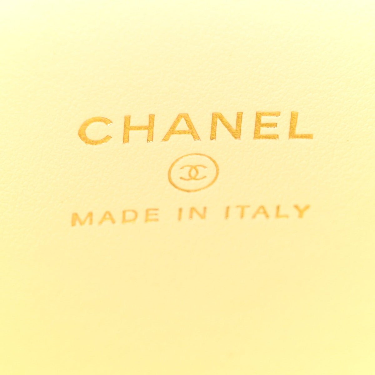 Chanel Caviar Quilted Mini Vanity Case With Chain Light Yellow