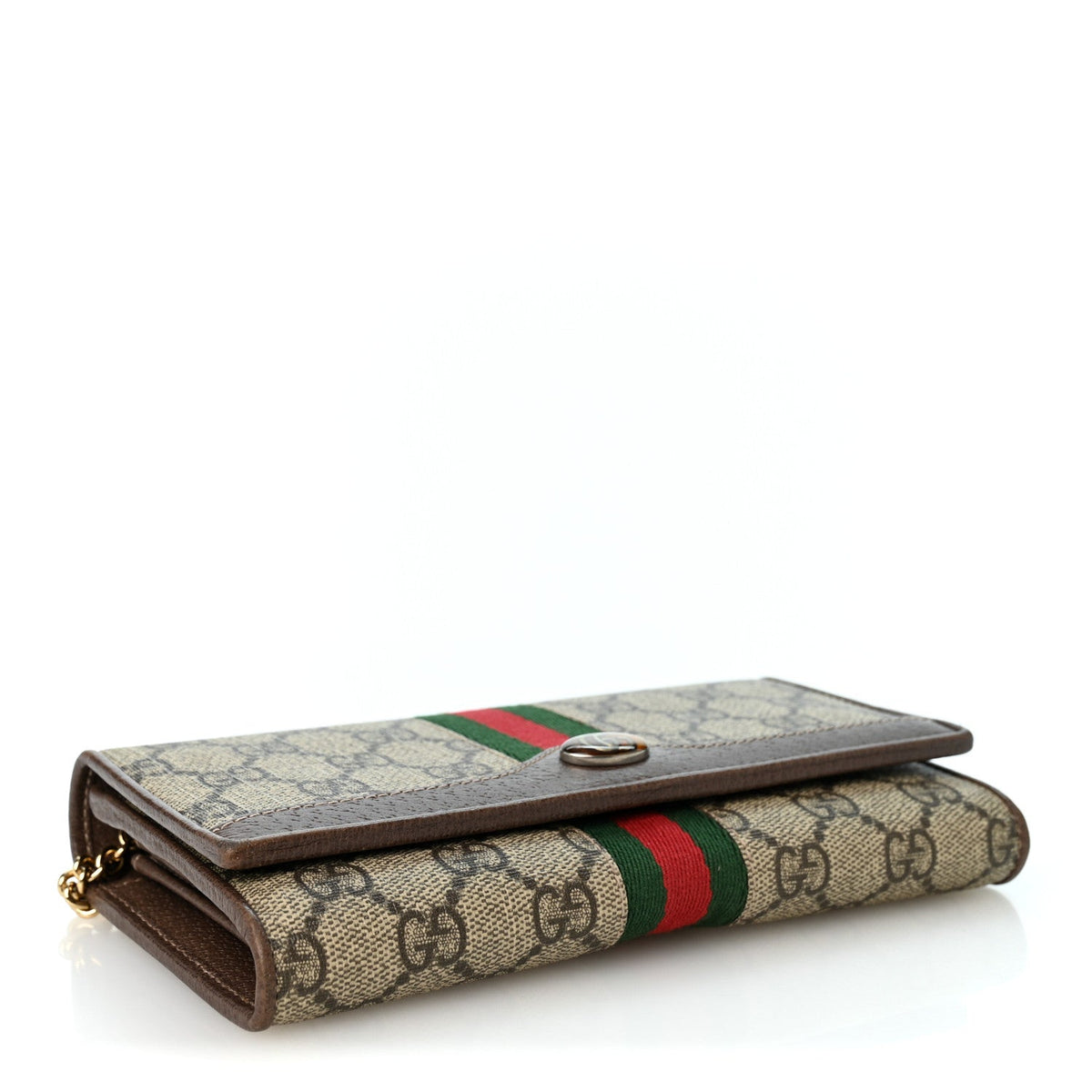 Gucci GG Supreme Monogram Web Ophidia Wallet On Chain Brown