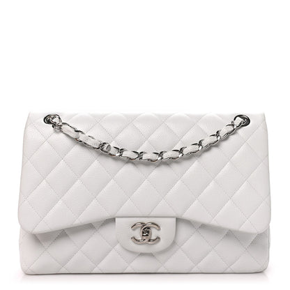 Chanel Caviar Quilted Jumbo Double Flap White