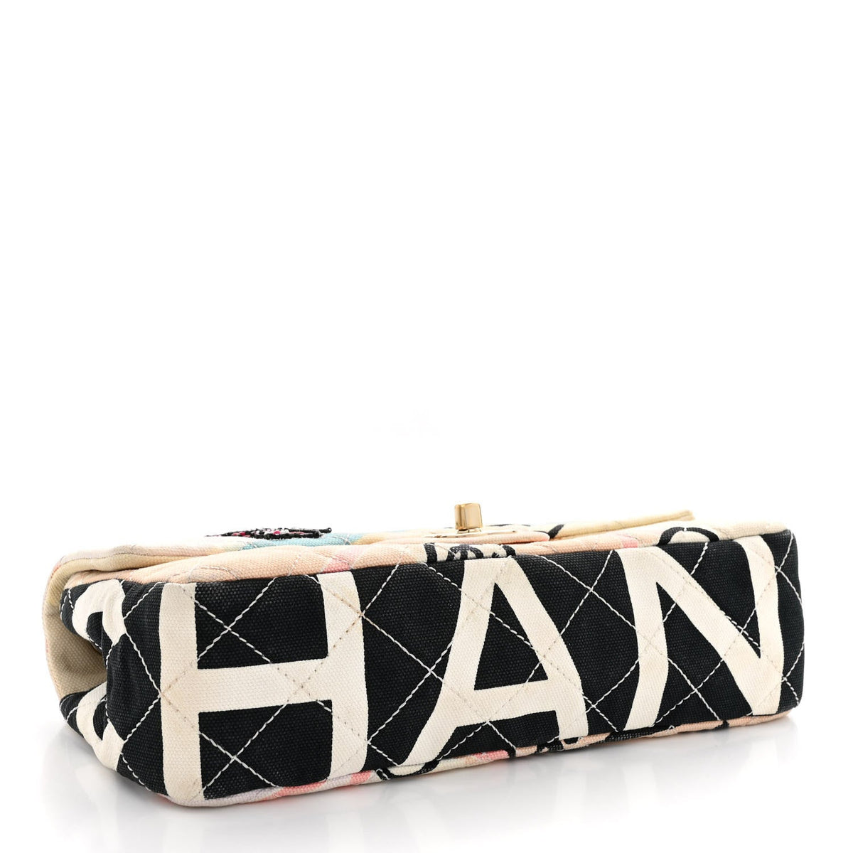 Chanel Canvas Small Printed Eiffel Tower Flap Bag Beige Multicolor